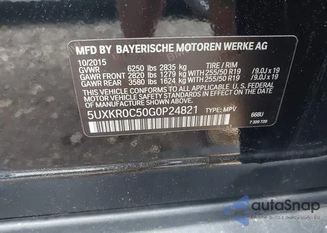 2016 BMW X5 xDrive35I from USA, damaged, VIN 5UXKR0C50G0P24821